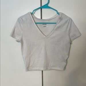 Wild Fable Light Gray V-Neck Crop Top